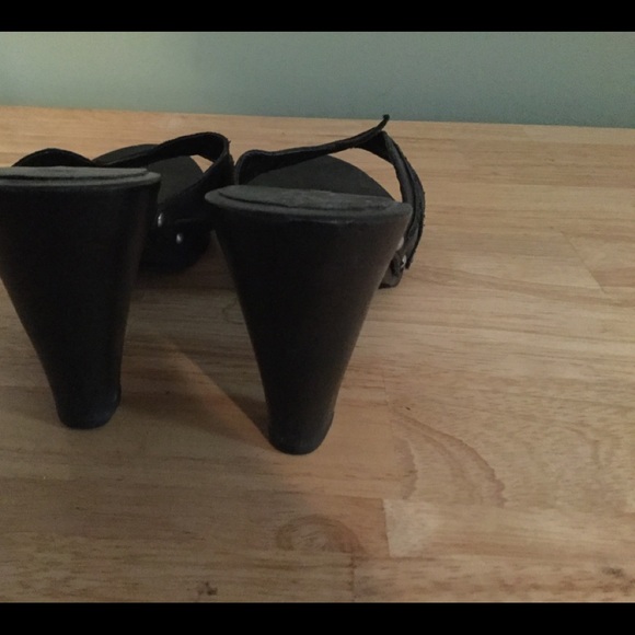 NEW rsvp Brazilian Leather Wooden Slides Black 7 - Picture 5 of 6